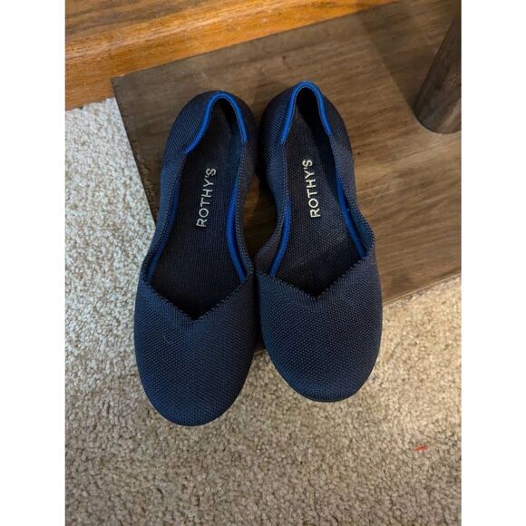 Rothy’s The Flat Slip On Shoes Maritime Navy Blue Woman's Size 7 Round Toe - Picture 1 of 6